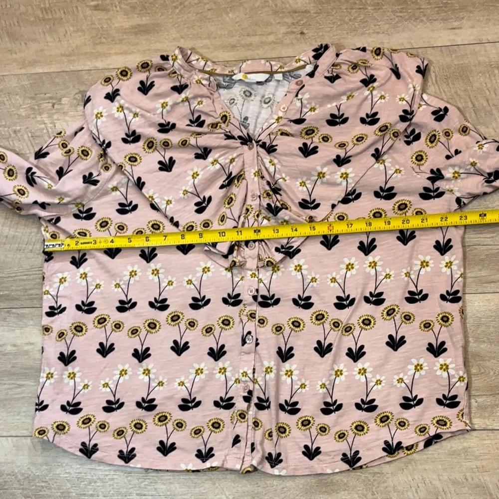 Boden Betsy Floral Sunflower Cotton Ruffled Front Button Top Size 14 - Picture 5 of 7